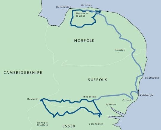 Anglia map Anglia map East Anglia Tour
